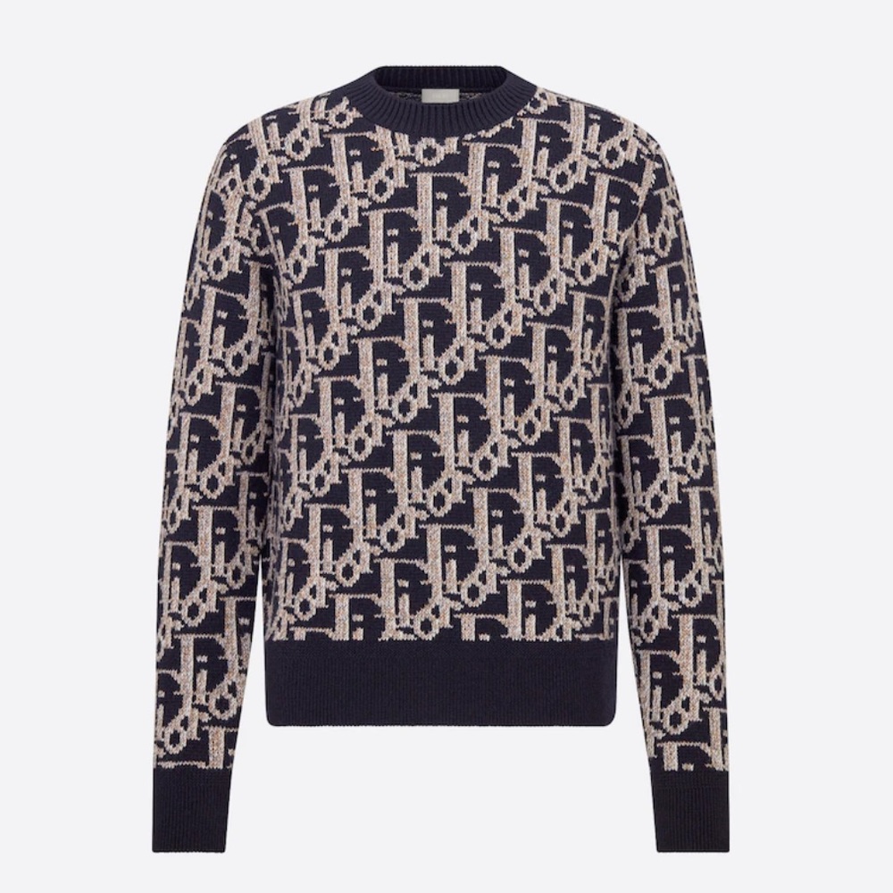 DIOR OBLIQUE SWEATER   Navy Blue Wool Jacquard